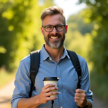 David, 41, showing active lifestyle, illustrating improved health.